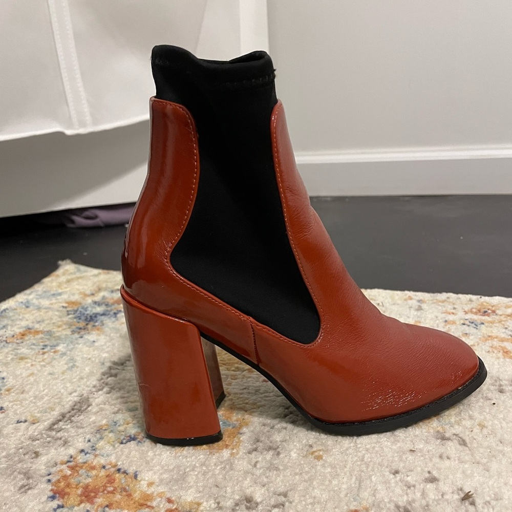 Orange leather/sock boot